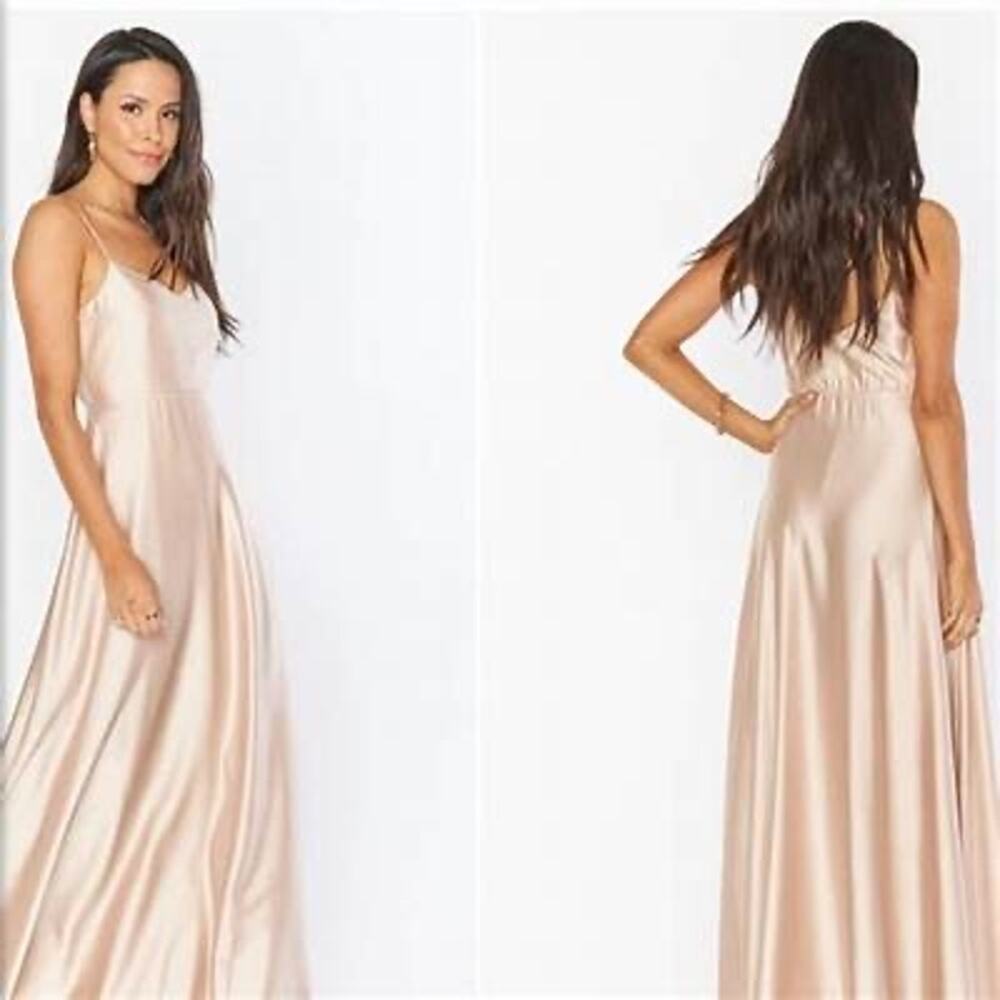 Show Me Your Mumu Faith Champagne Luxe Satin Maxi Dress XS